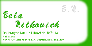 bela milkovich business card